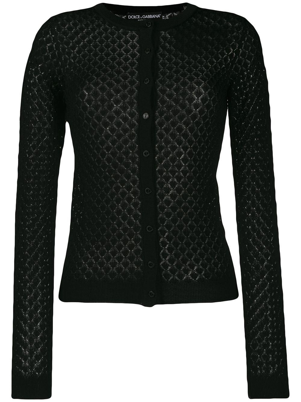 Dolce & Gabbana Synthetic Crochet Knit Cardigan in Black - Lyst