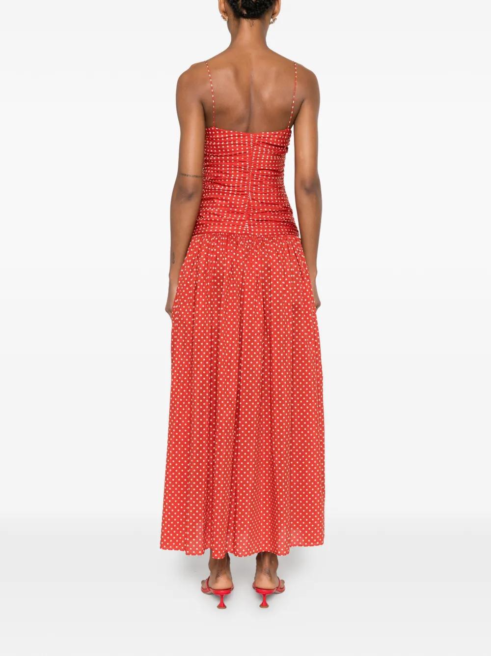 Matteau Gathered Polka Dot Midi Dress | Lyst