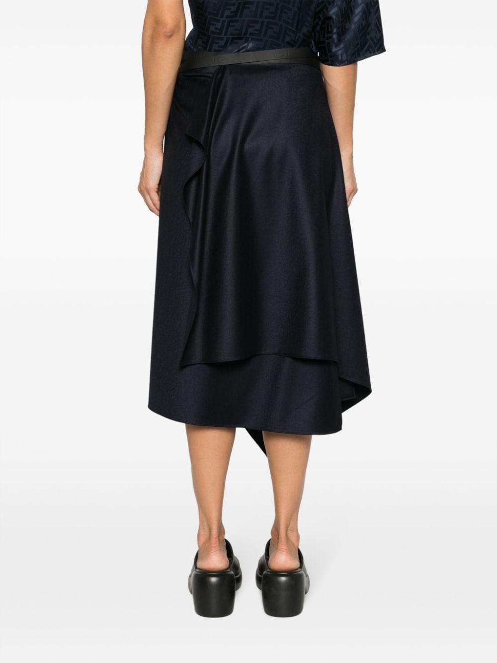 Fendi Asymmetrical Midi Skirt in Blue | Lyst