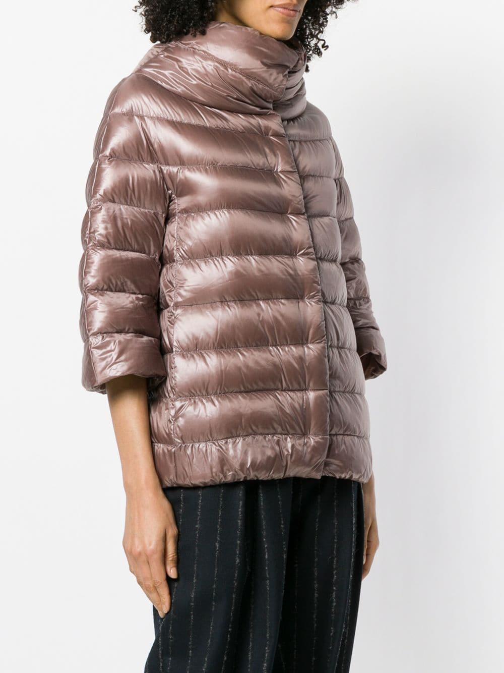 Herno Cotton 3/4 Sleeve Puffer Jacket in Pink - Lyst
