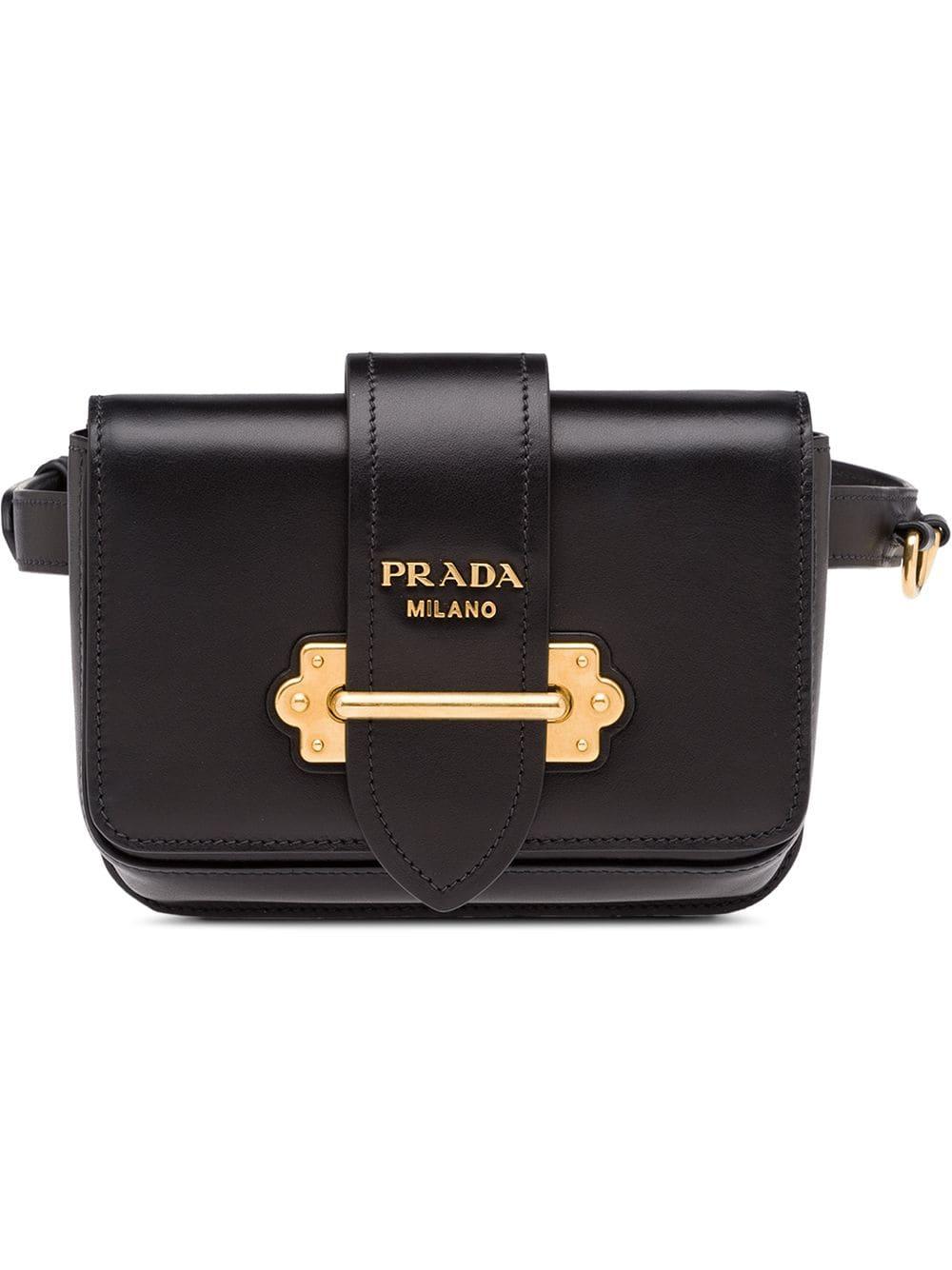 Prada Cahier Belt Bag in Black | Lyst