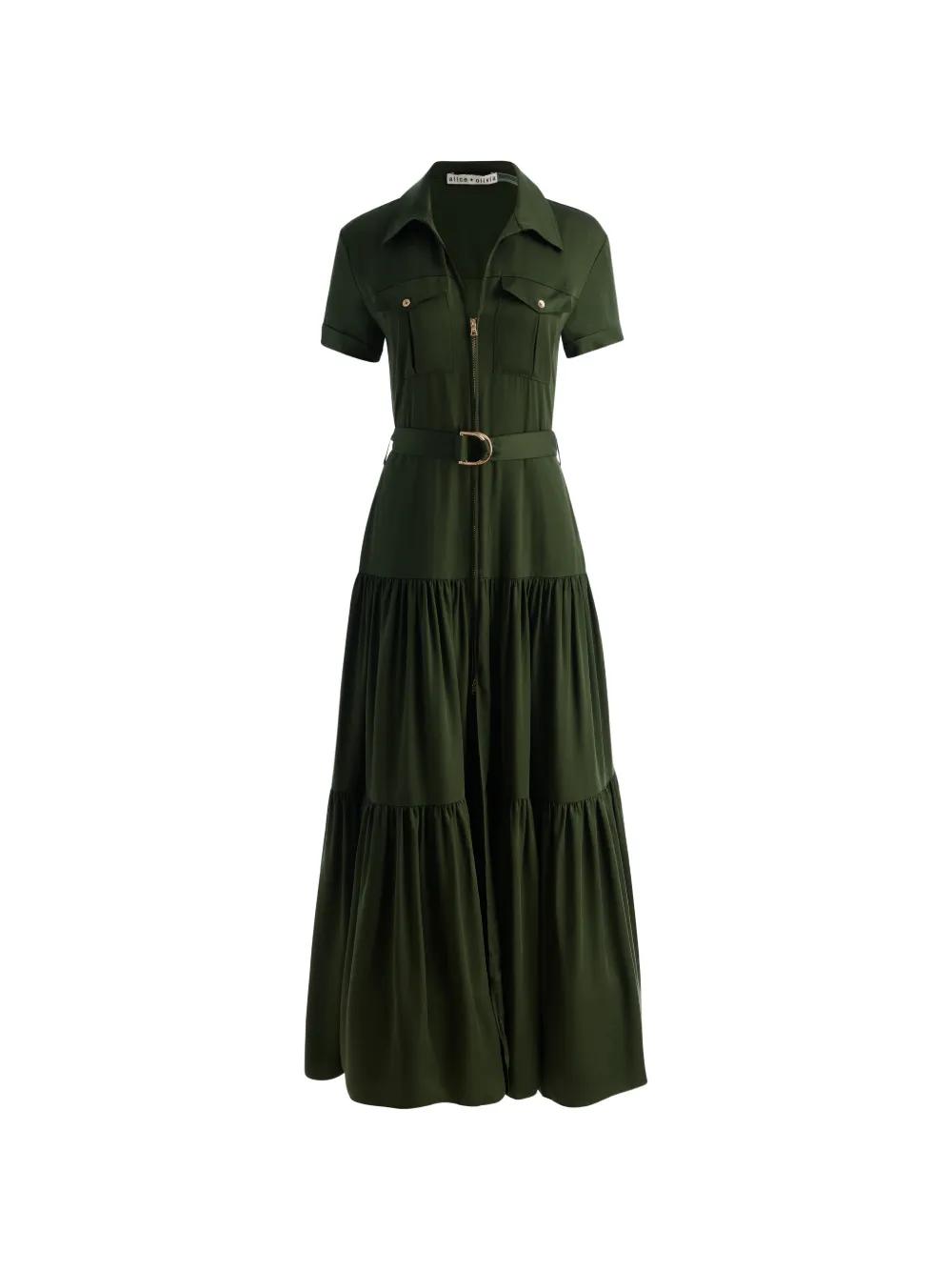 olive green alice dress ROSALEE BUSTIER MIDI DRESS in AMERICAN BEAUTY GREEN APPLE