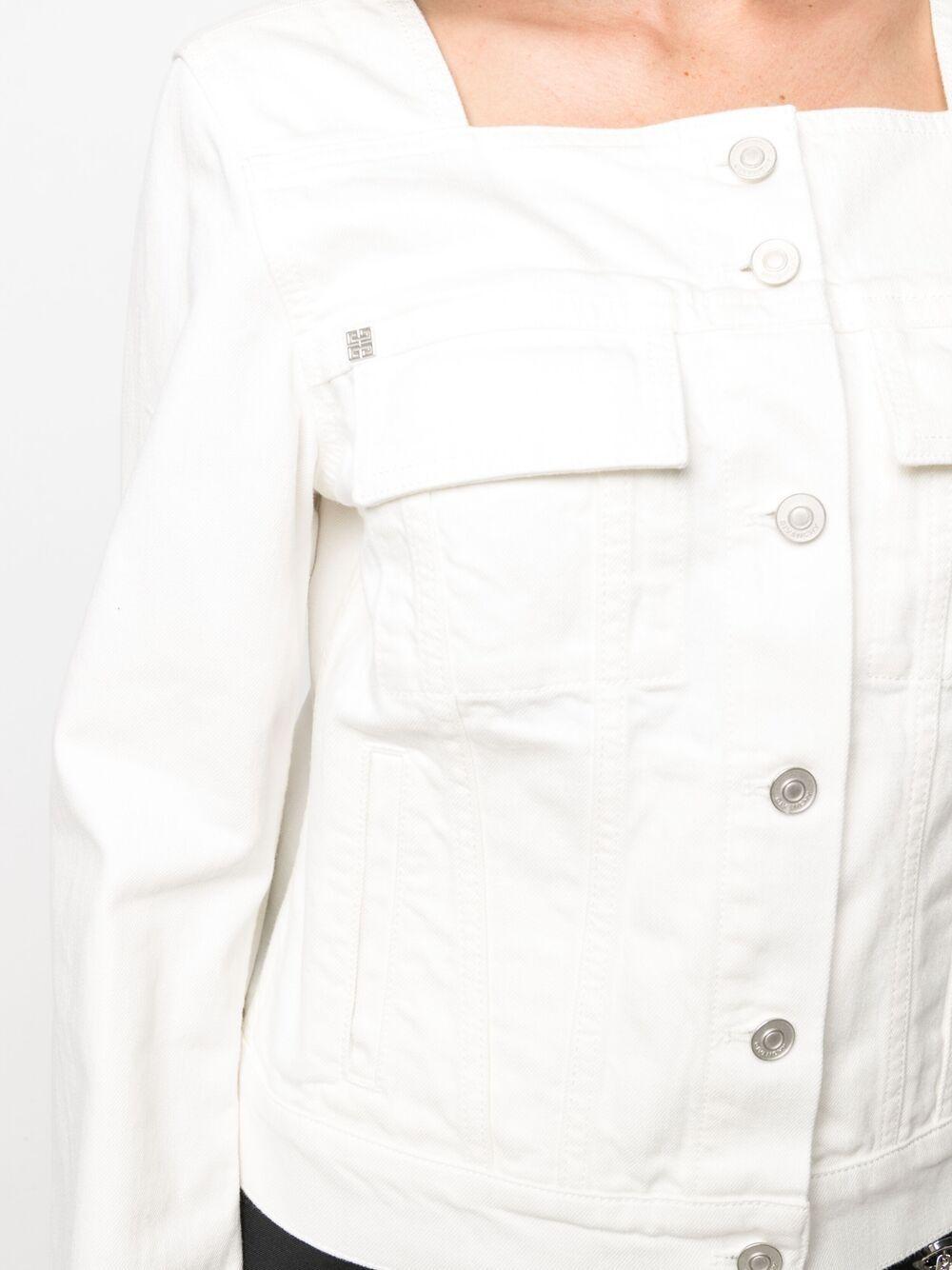 Givenchy Square-neck Denim Jacket in White | Lyst
