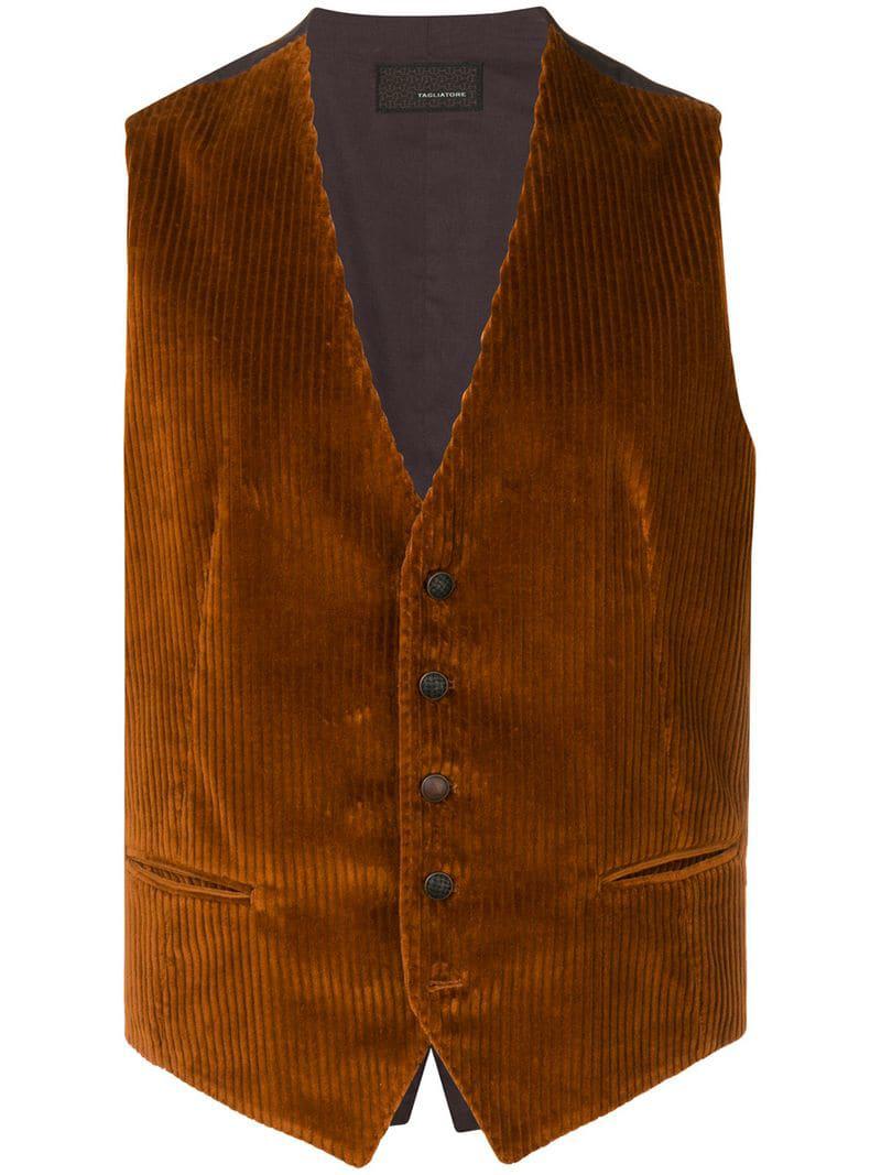 Tagliatore Synthetic Corduroy Waistcoat in Brown for Men - Lyst