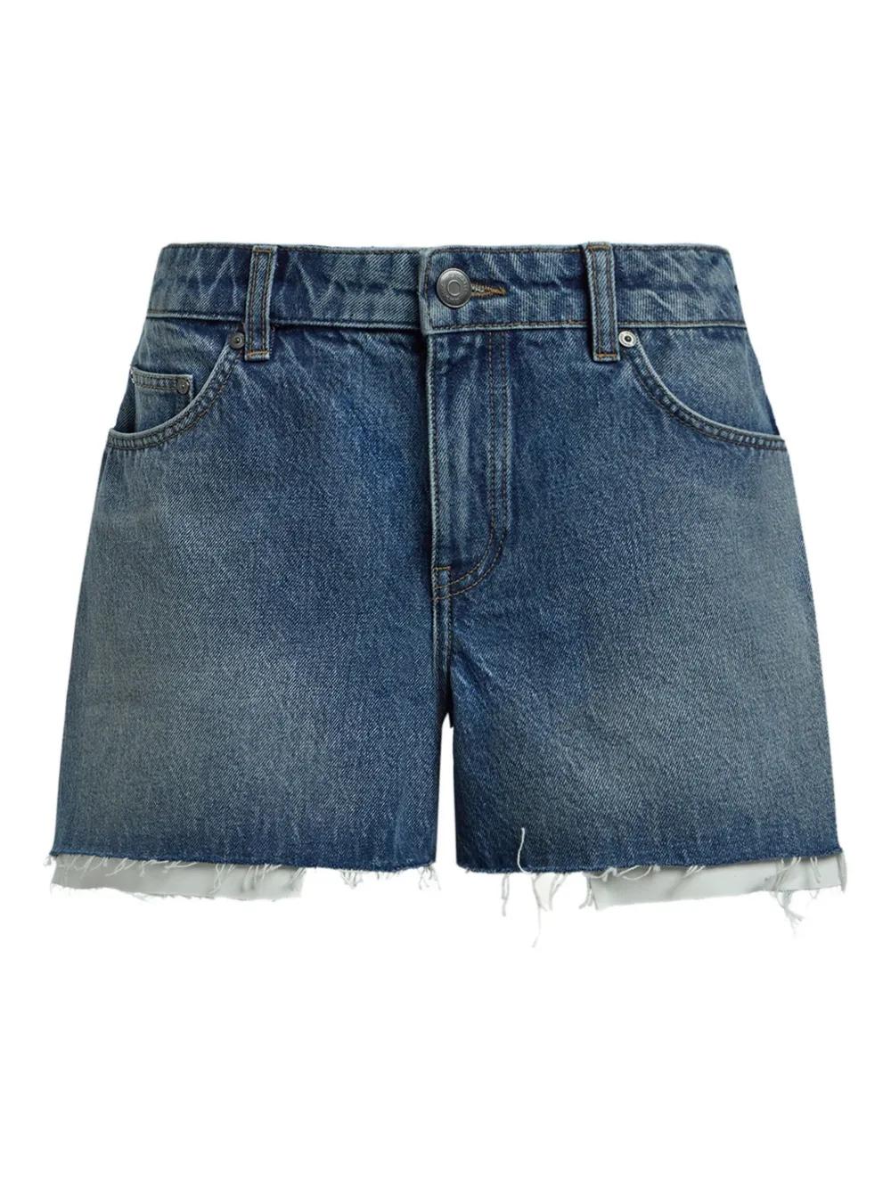 Farfetch Blue Distressed Denim Shorts Farfetch High Waisted Short