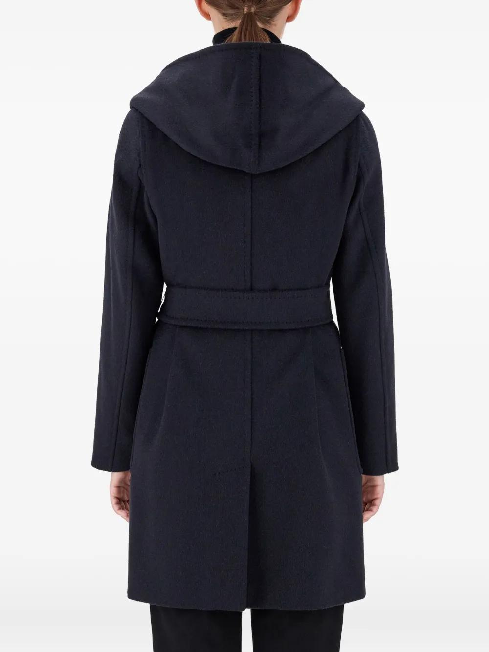 Max Mara Rialto Hooded Belted Coat in Blue Lyst