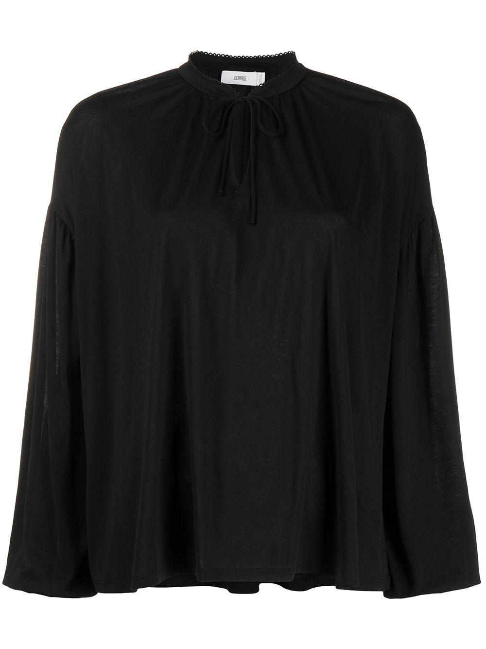 Closed Cotton Tie Neck Blouse in Black - Lyst