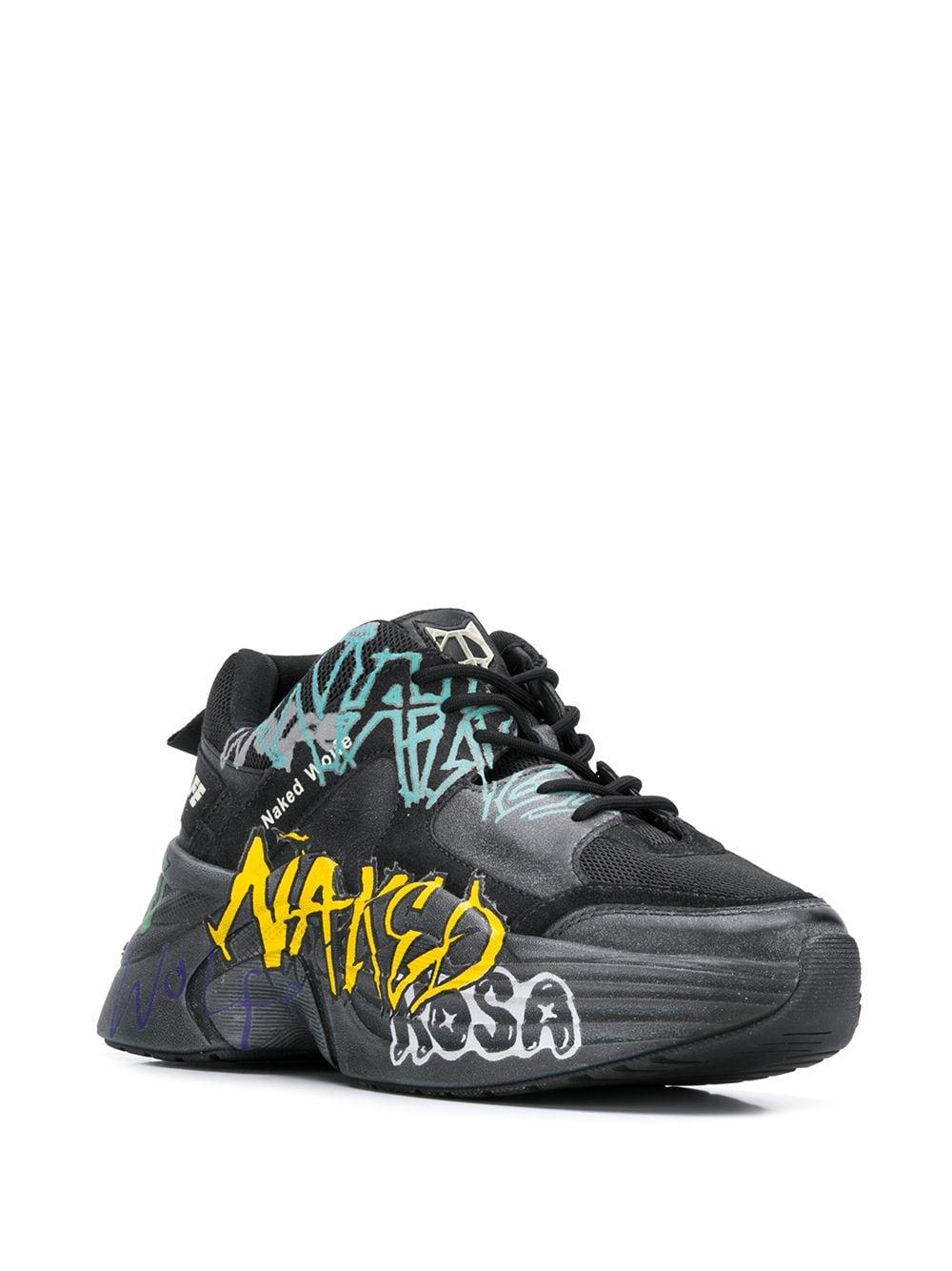 Naked Wolfe Graffiti Platform Low Top Sneakers in Black for Men | Lyst