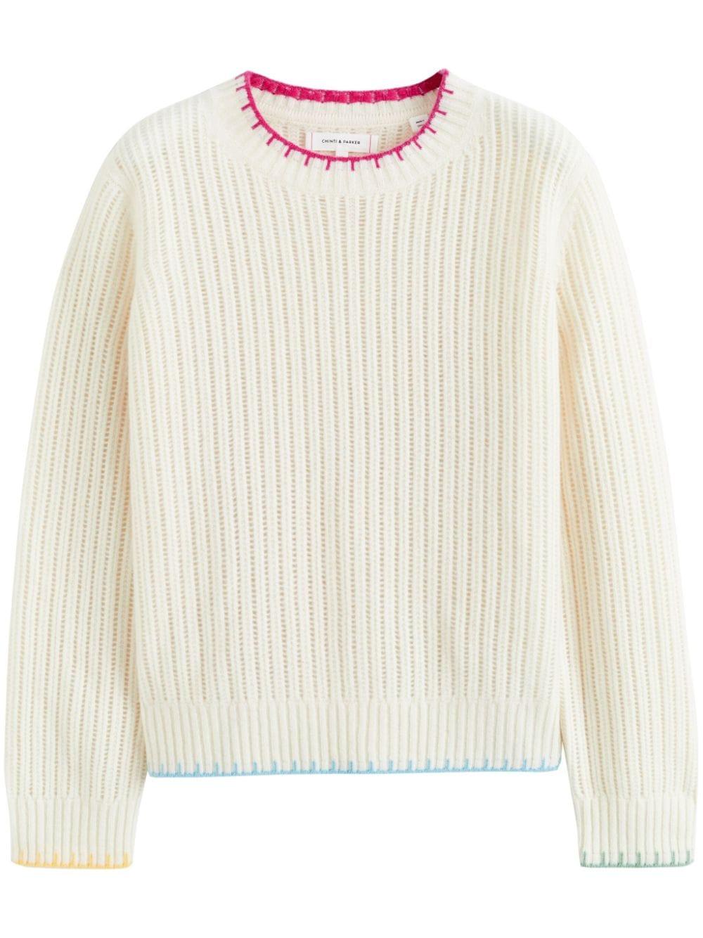 Chinti Parker Summer Stitch Jumper in White Lyst UK