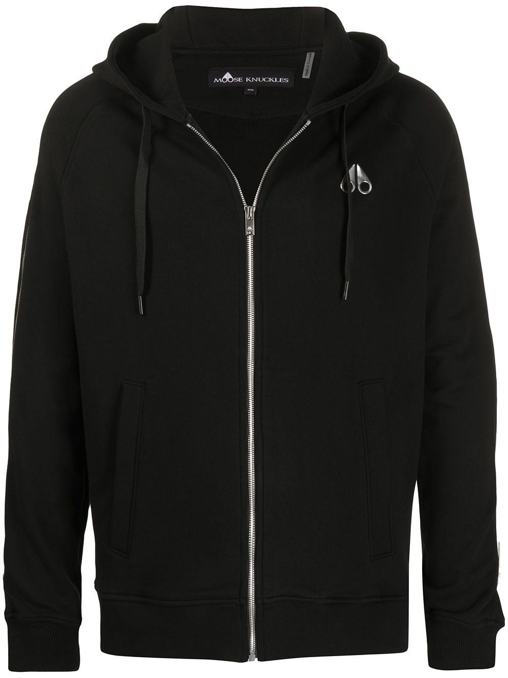 Moose Knuckles Cotton Zip-through Hooded Sweatshirt in Black for Men - Lyst