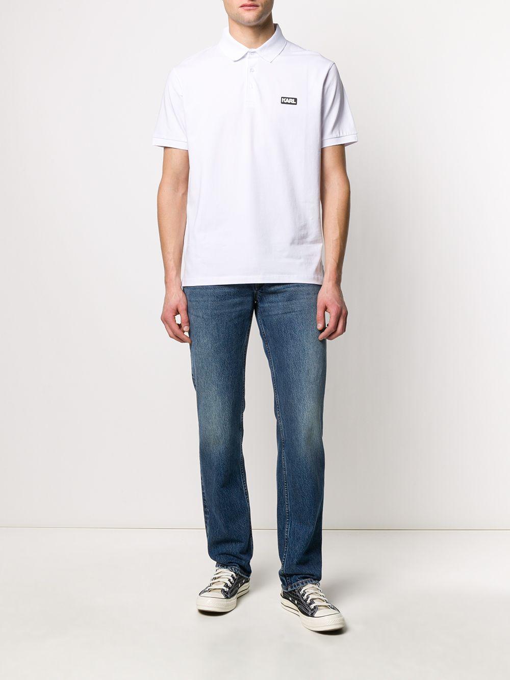 Karl Lagerfeld Cotton Logo Patch Polo Shirt in White for Men - Lyst