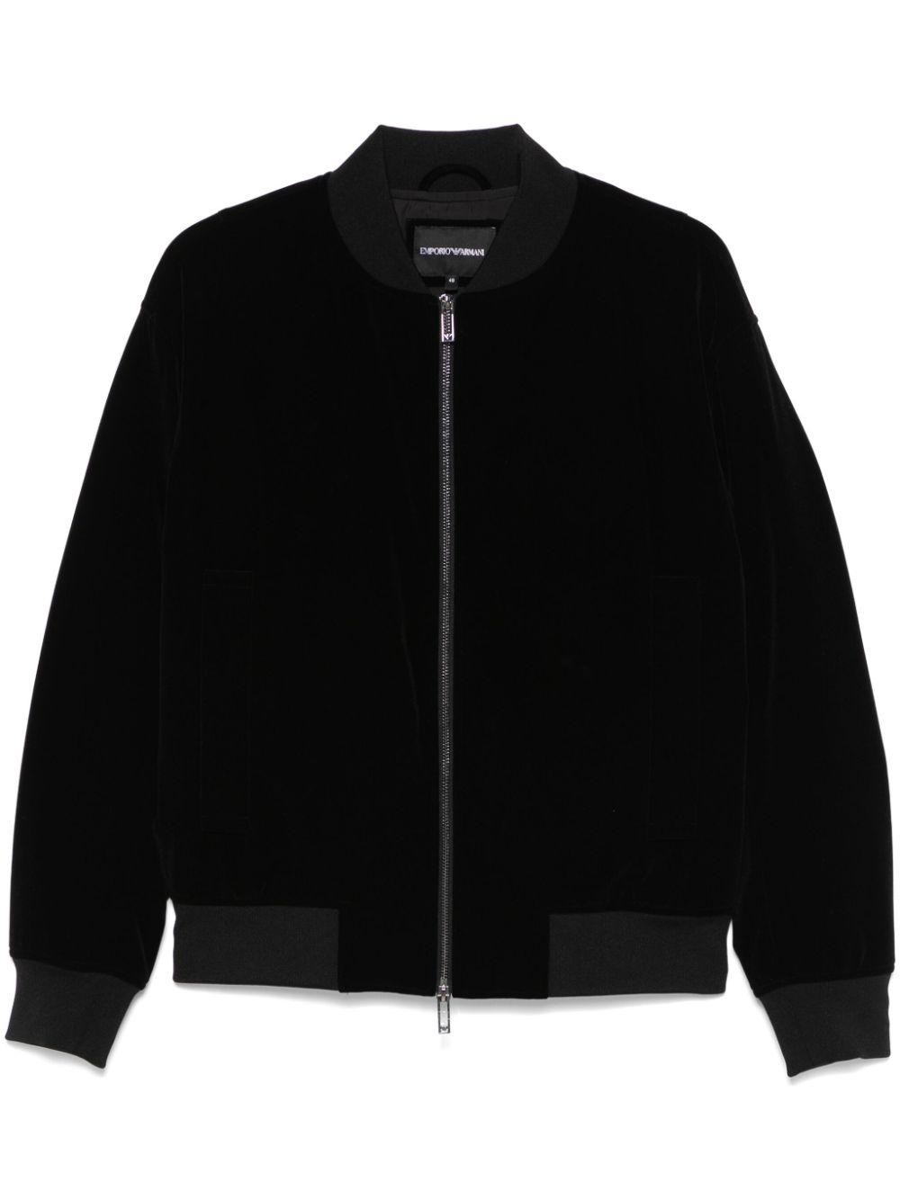 Emporio Armani メンズ ブラック ベルベットジャケット ジャケット