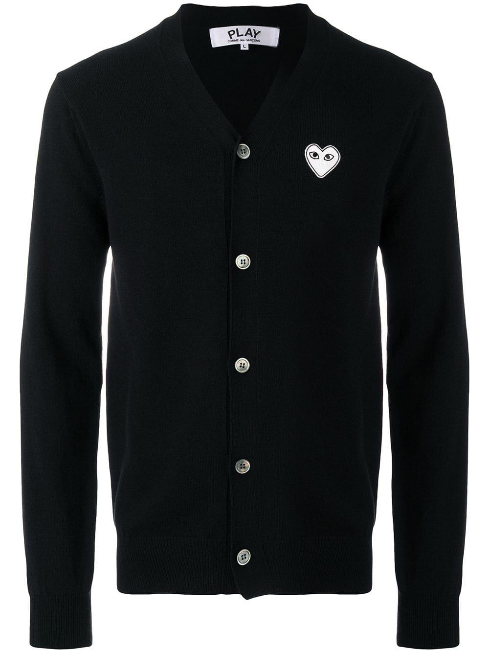 COMME DES GARÇONS PLAY Wool Embroidered Heart Sweater in Black for Men ...