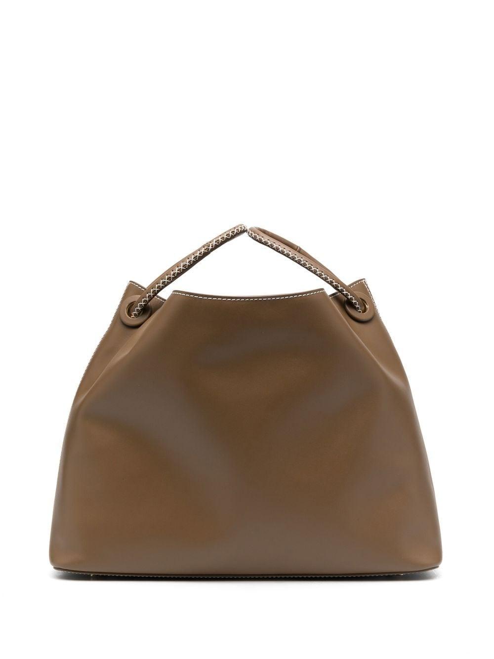 Elleme Contrast-stitch Leather Tote Bag in Green | Lyst