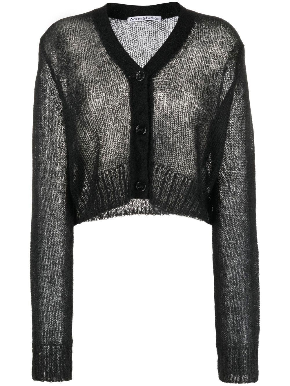 Acne Studios Cropped Mohair-wool Cardigan in Black | Lyst