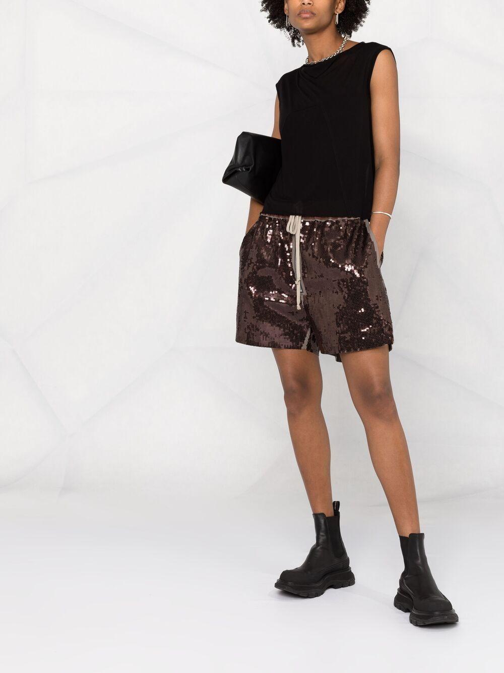 Rick Owens Sequin-detailing Track Shorts in Brown | Lyst