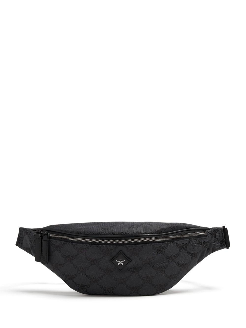 Mcm black online fanny pack
