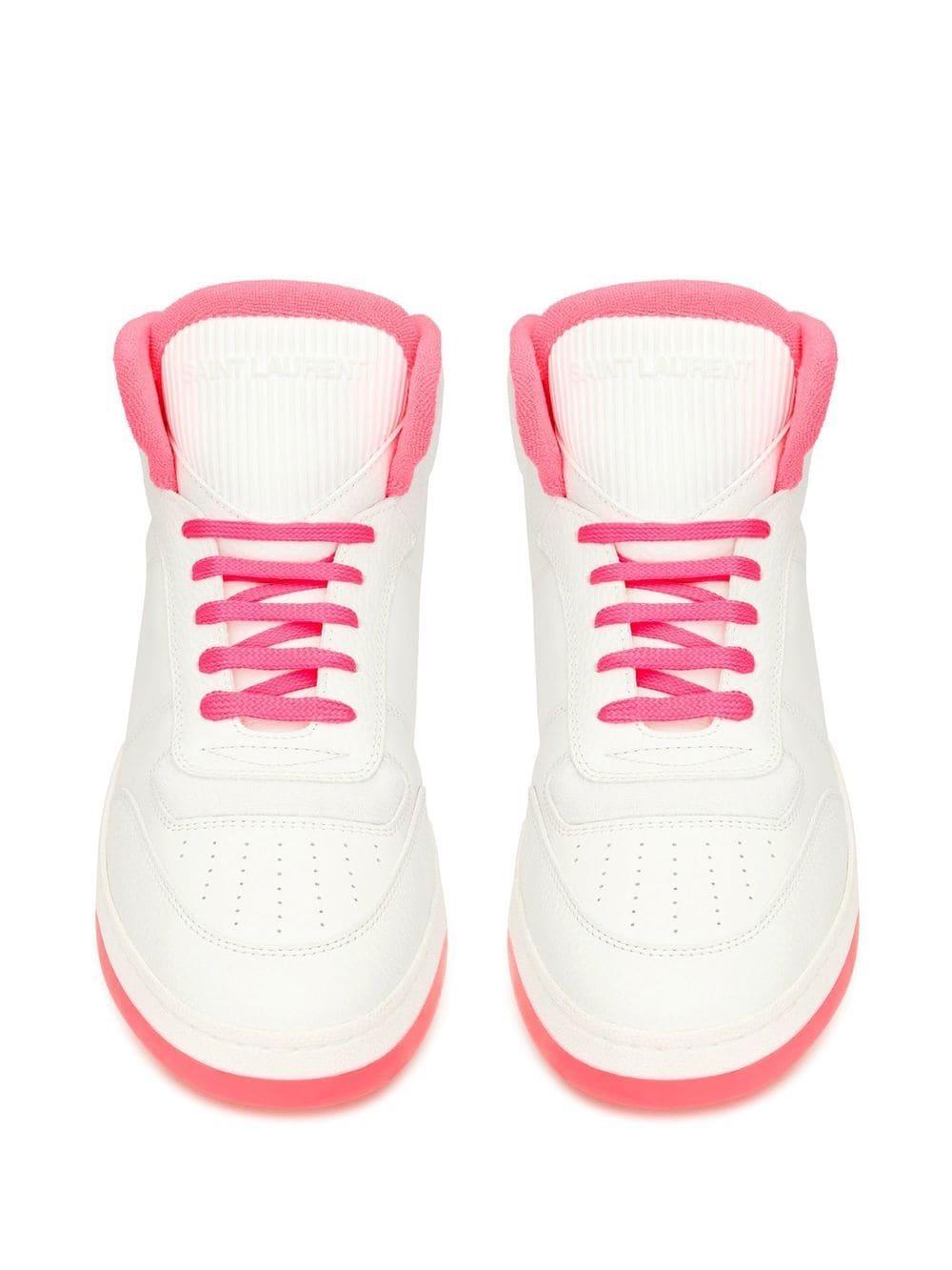 Saint Laurent Sl/80 Leather Sneakers in Pink for Men | Lyst