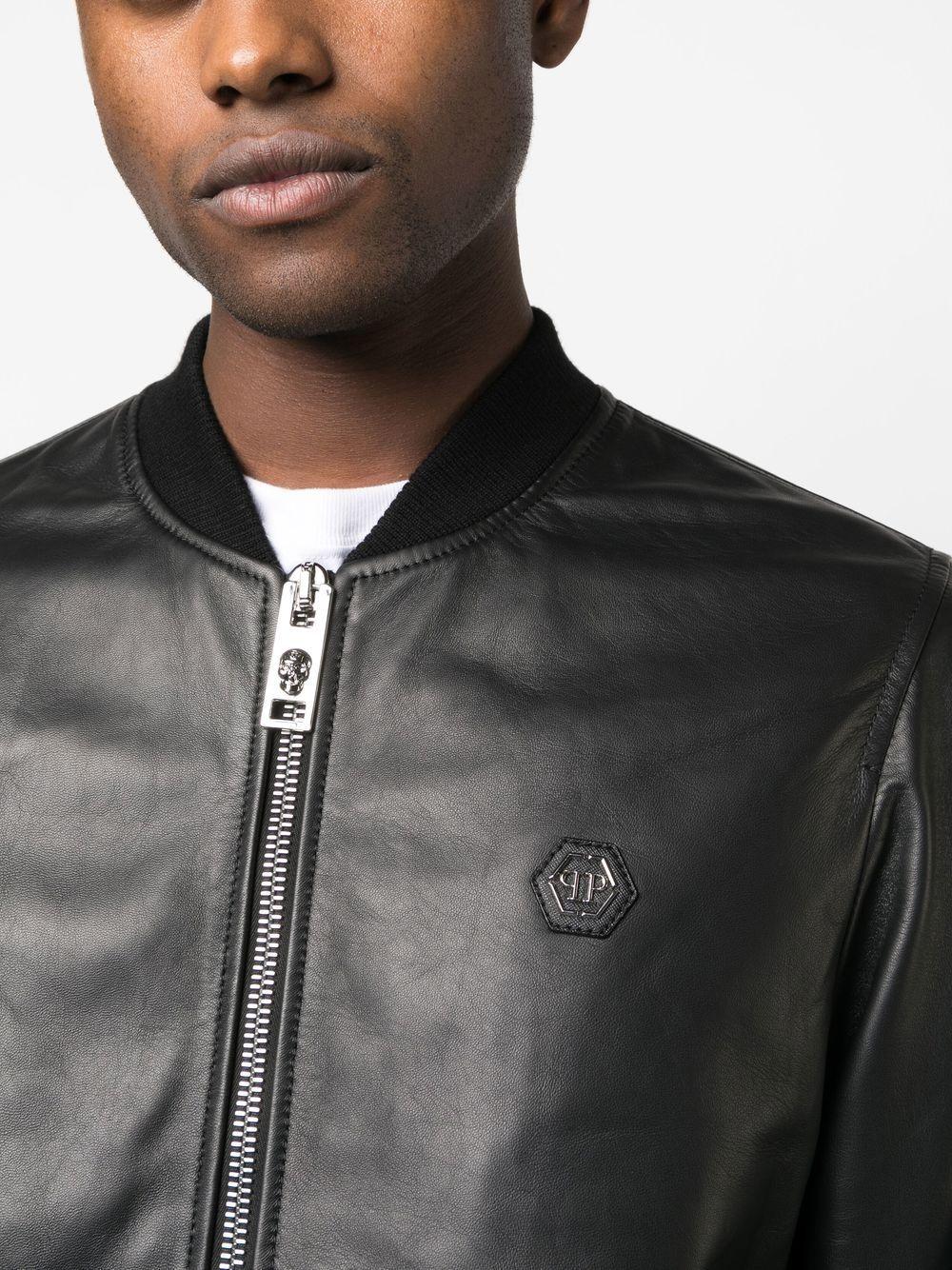 Philipp Plein Leather Bomber Jacket - Farfetch