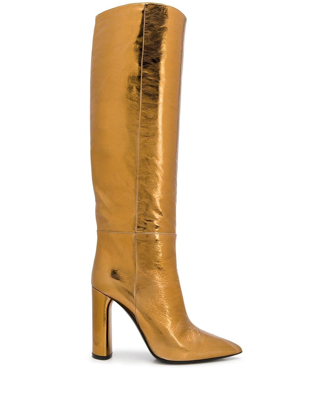 Casadei Leather Knee High Boots in Gold (Metallic) Lyst