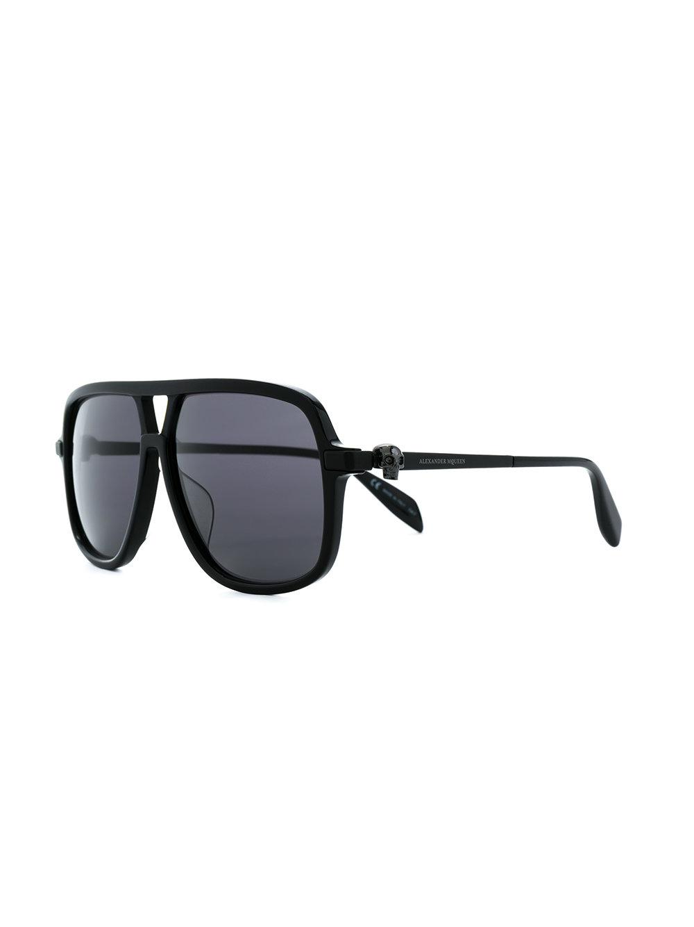 Alexander McQueen Thick Frame Sunglasses in Black - Lyst