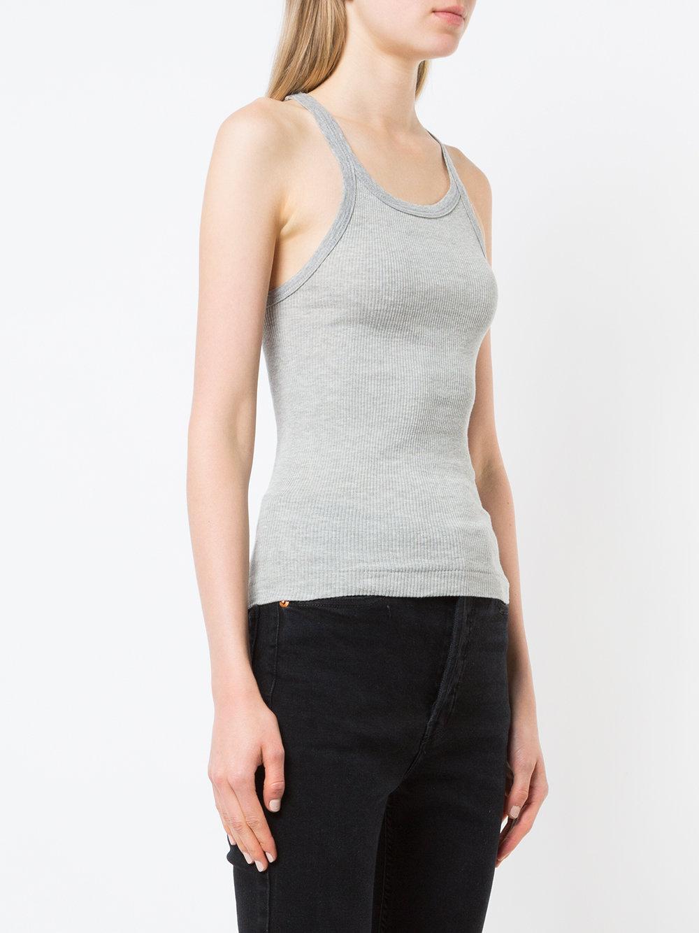 RE/DONE Cotton Ribbed Tank Top in Grey (Gray) Lyst
