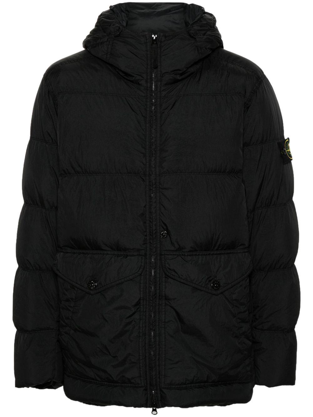 Stone Island メンズ ブラック コンパスバッジ パデッドジャケット 