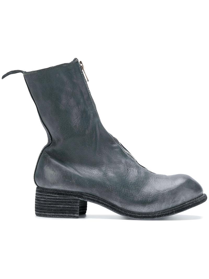 grey calf length boots