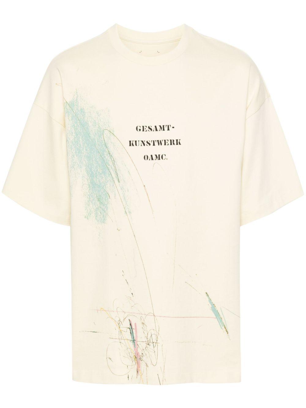 OAMC Scribble Organic Cotton T-Shirt in Natural for Men | Lyst UK 