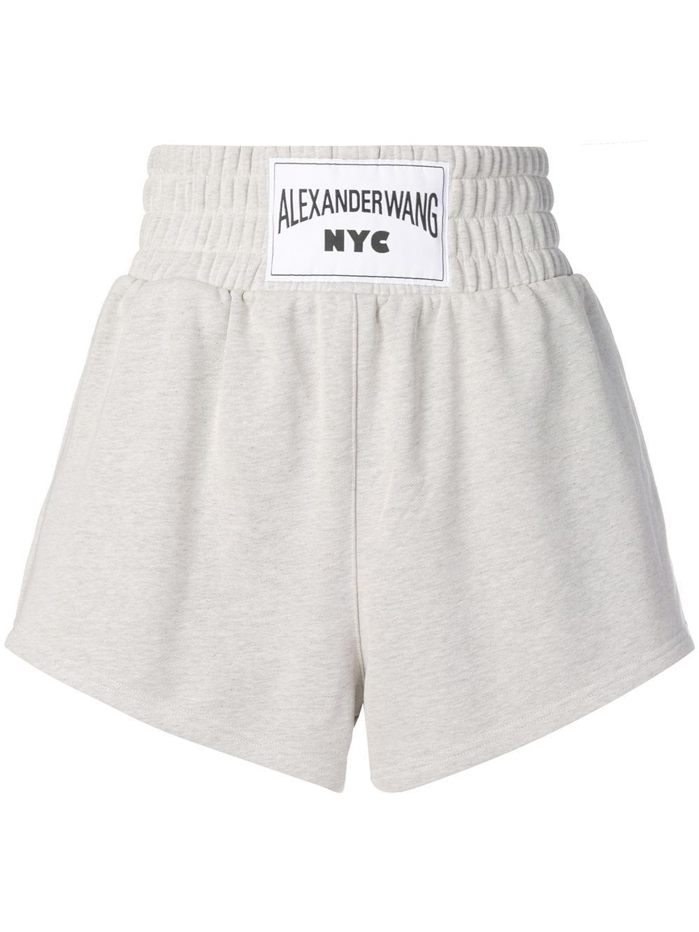 T By Alexander Wang Appliquéd Cotton-blend Terry Shorts in Grey (Grey) -  Lyst
