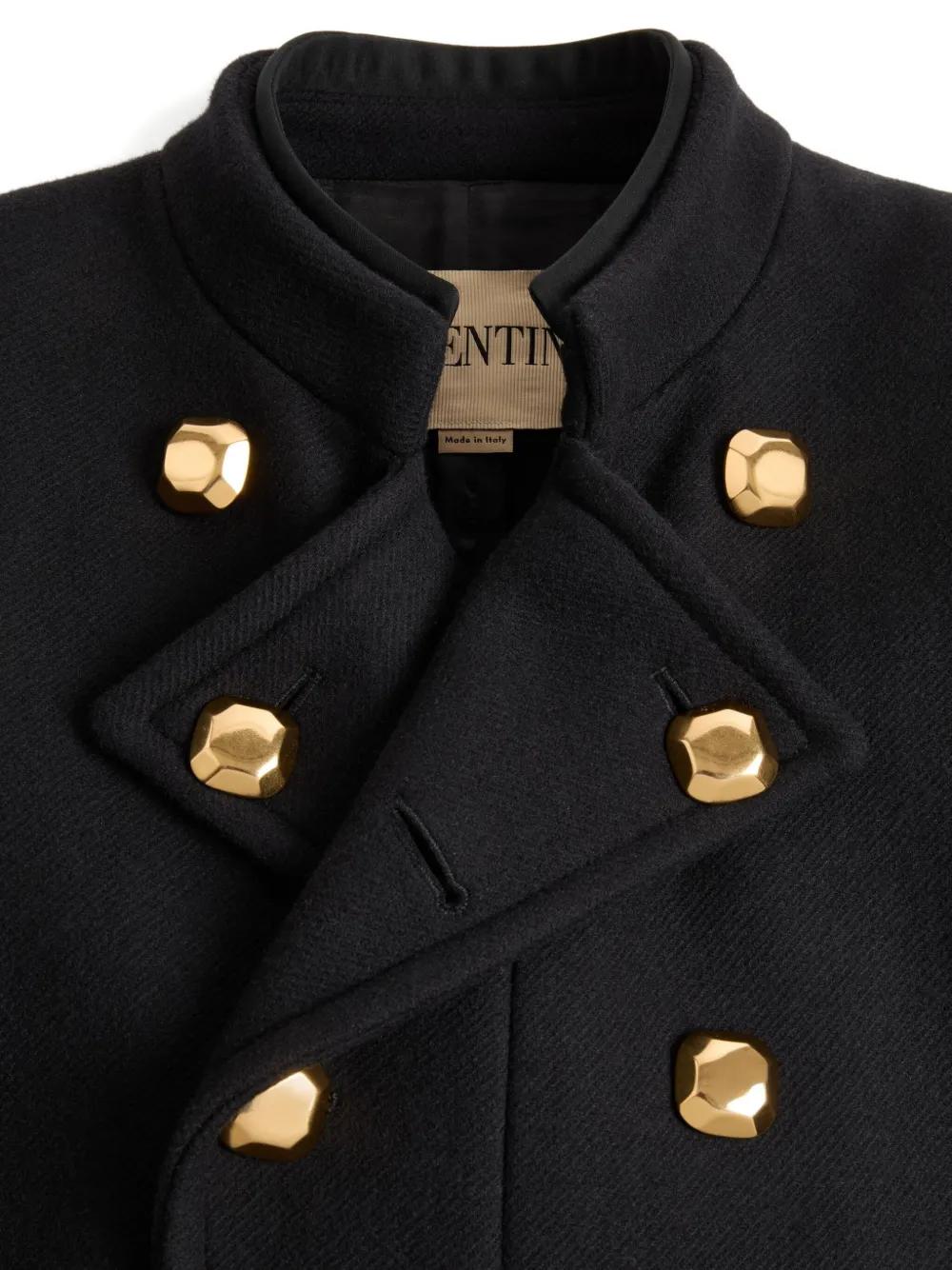メンズ Valentino Garavani マンダリンカラー ダブルコート ブラック