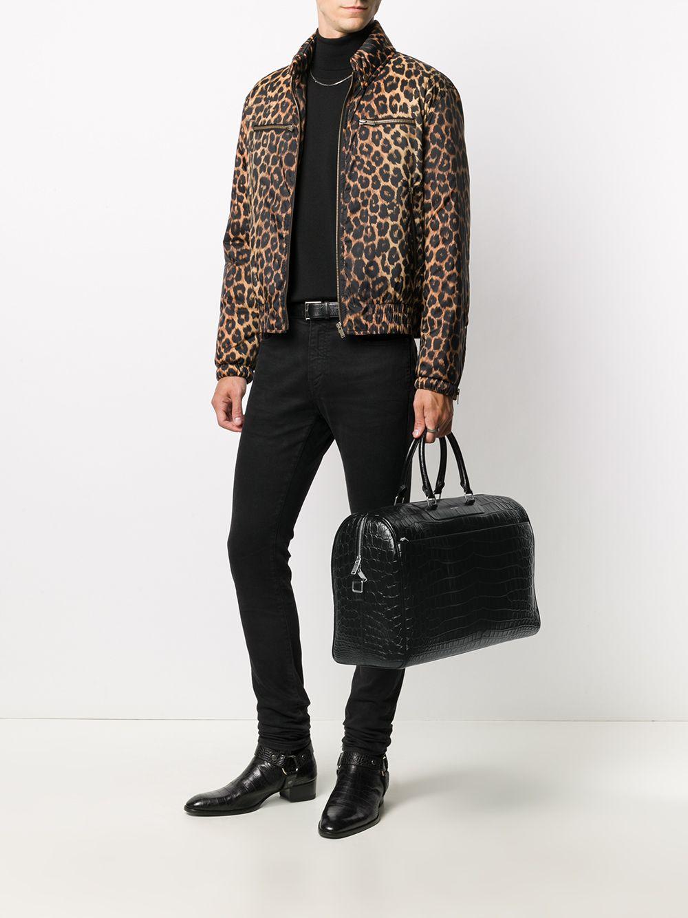 Saint Laurent Leather 24 Hour Crocodileeffect Duffle Bag in Black for