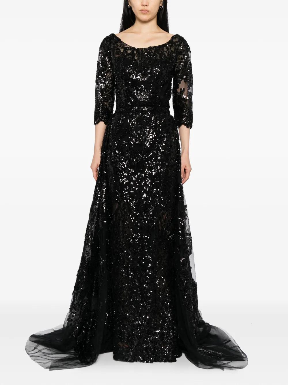 オールインワン・サロペット Saiid Kobeisy Printed Sequin Flared Dress Printed Sequin flared dress – Saiid Kobeisy Online