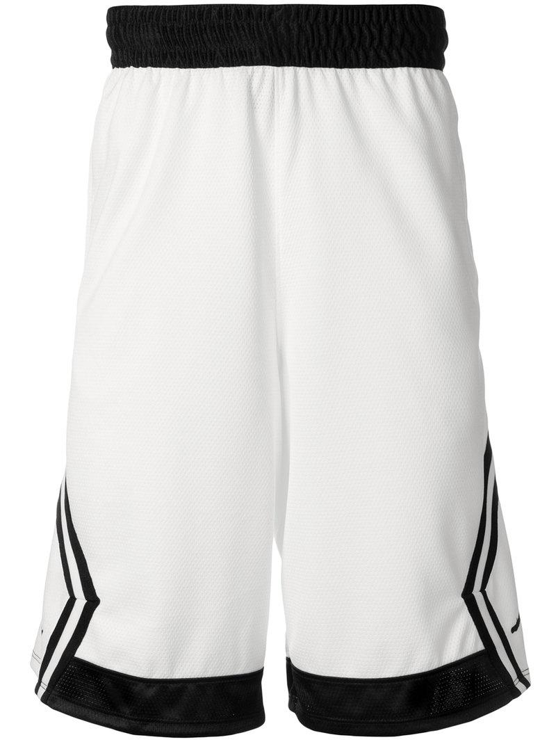 Jordan Craig Men Diamonds & Racks Basketball Shorts (White), White Diamonds / Large