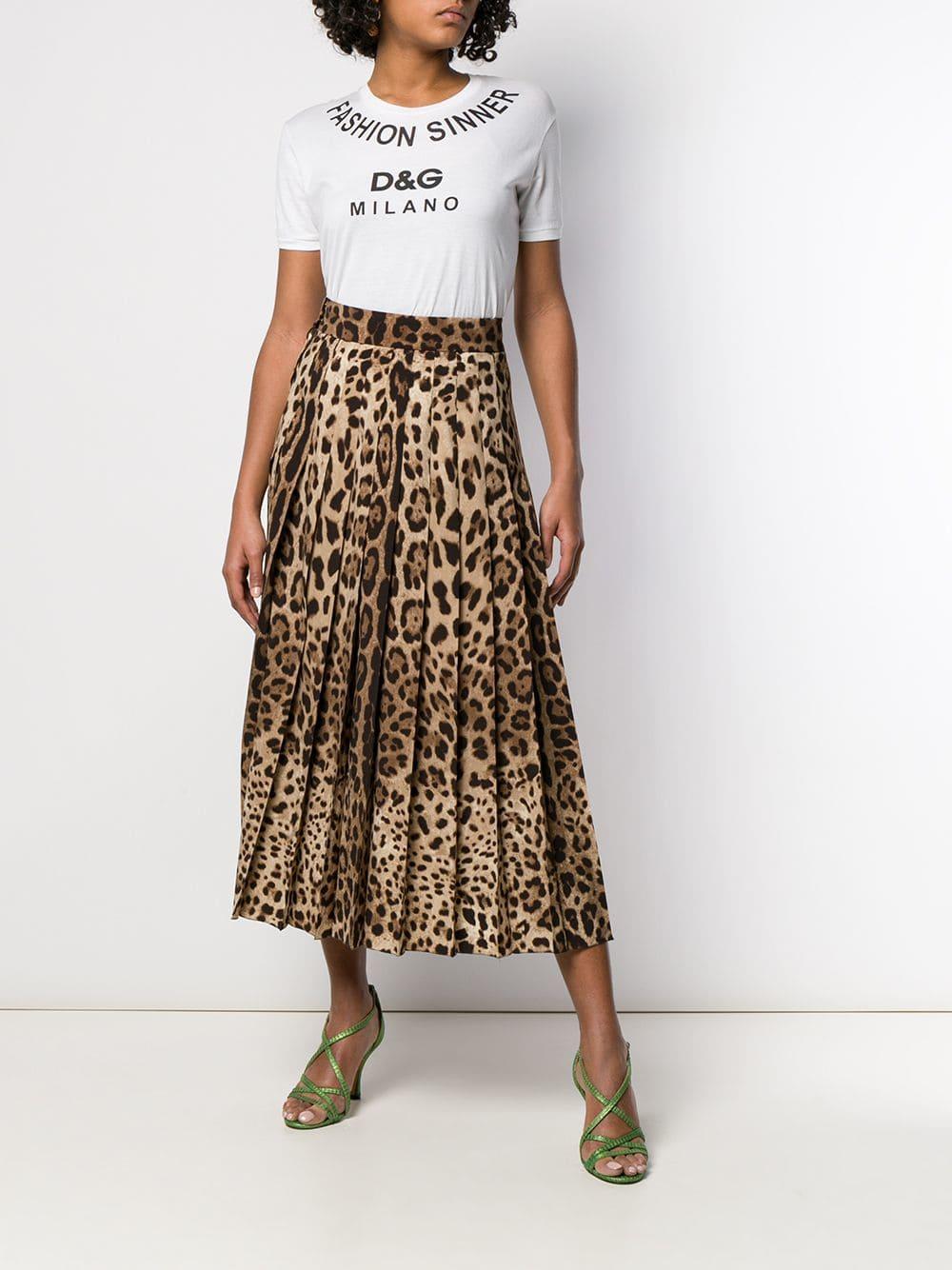 dolce gabbana leopard midi skirt