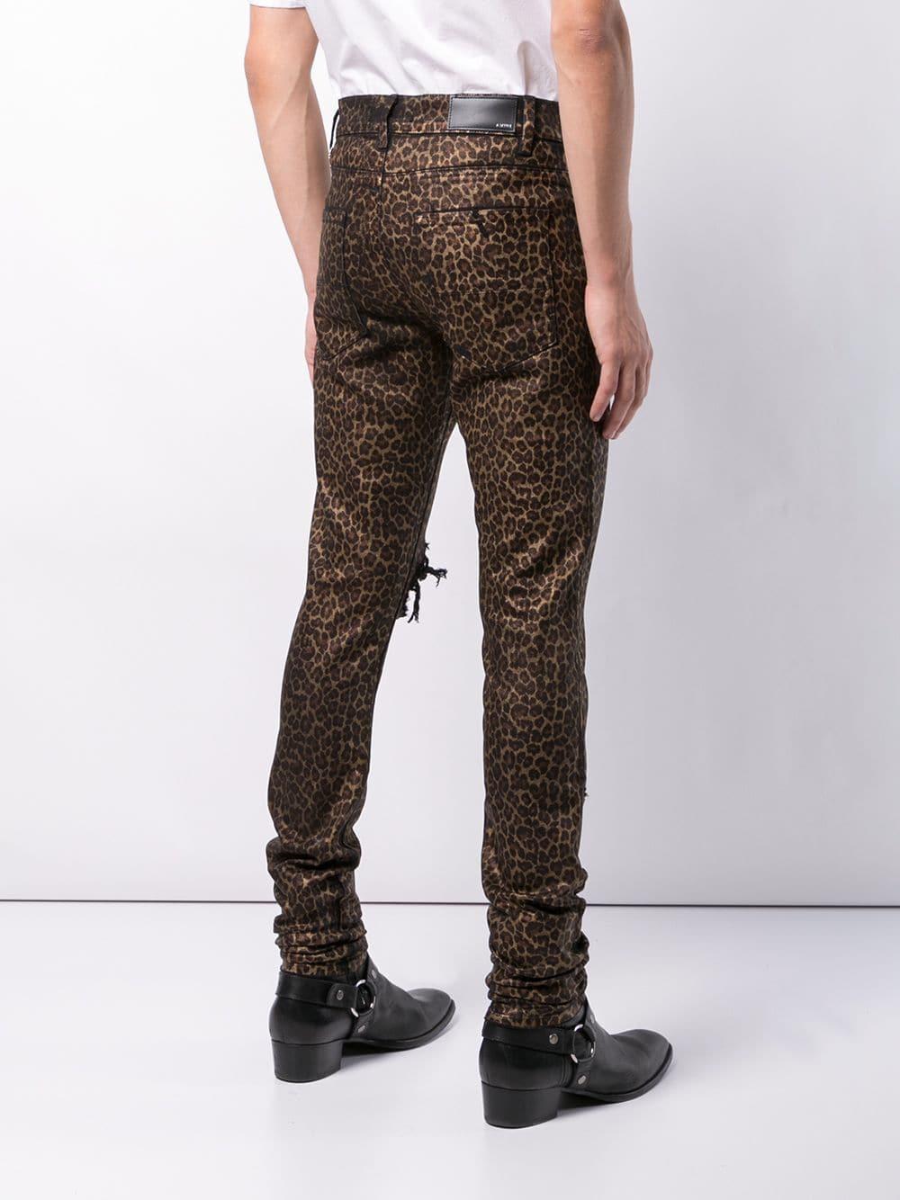 Amiri Denim Broken Leopard Print Jeans in Black for Men | Lyst