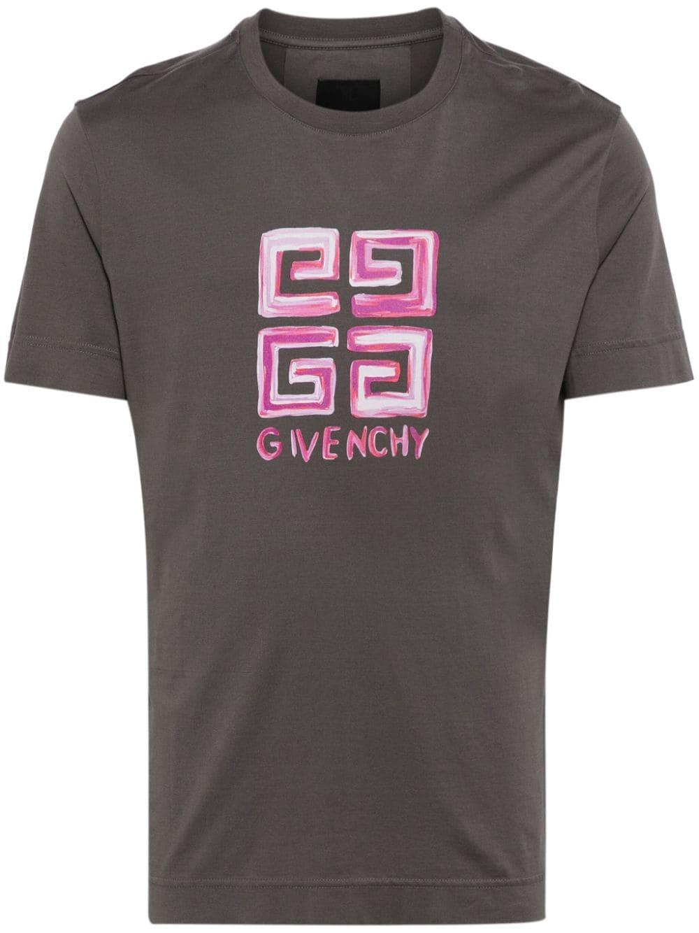 Givenchy 4G Logo Print Cotton T Shirt in Gray for Men Lyst