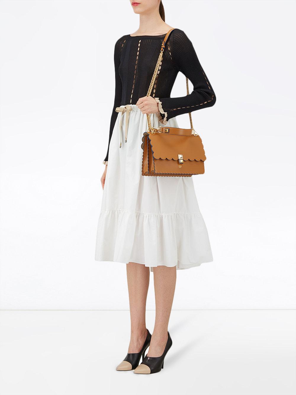 Fendi Kan I Scalloped Edge Bag in Brown Lyst Canada