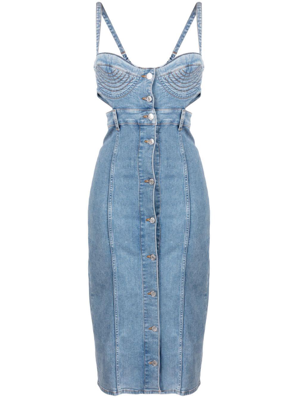 Moschino Cut Out Bustier Denim Dress in Blue Lyst