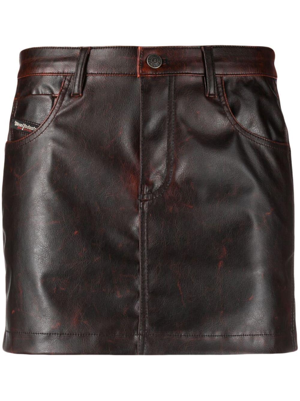 DIESEL O-kin Faux-leather Miniskirt in Black | Lyst