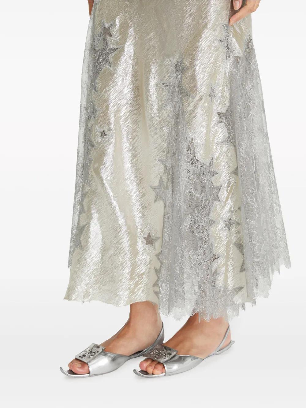 Tory Burch Star Lace-Detail Slip Dress in White | Lyst