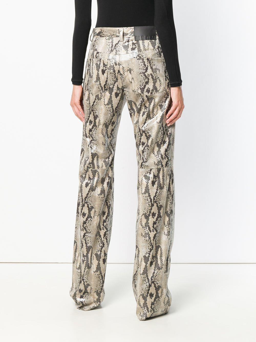 MSGM Snake Effect Bootcut Trousers | Lyst