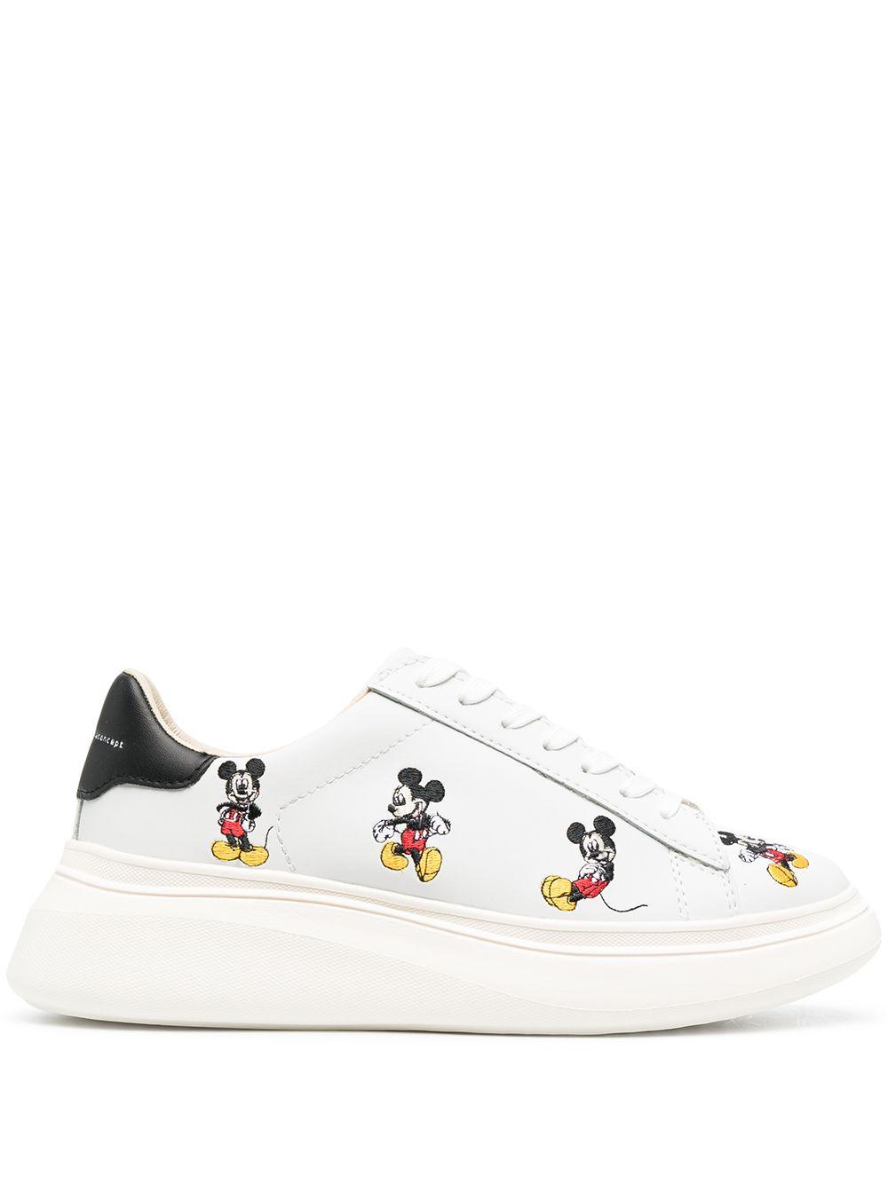 MOA Leather Mickey Mouse Print Sneakers in White - Lyst