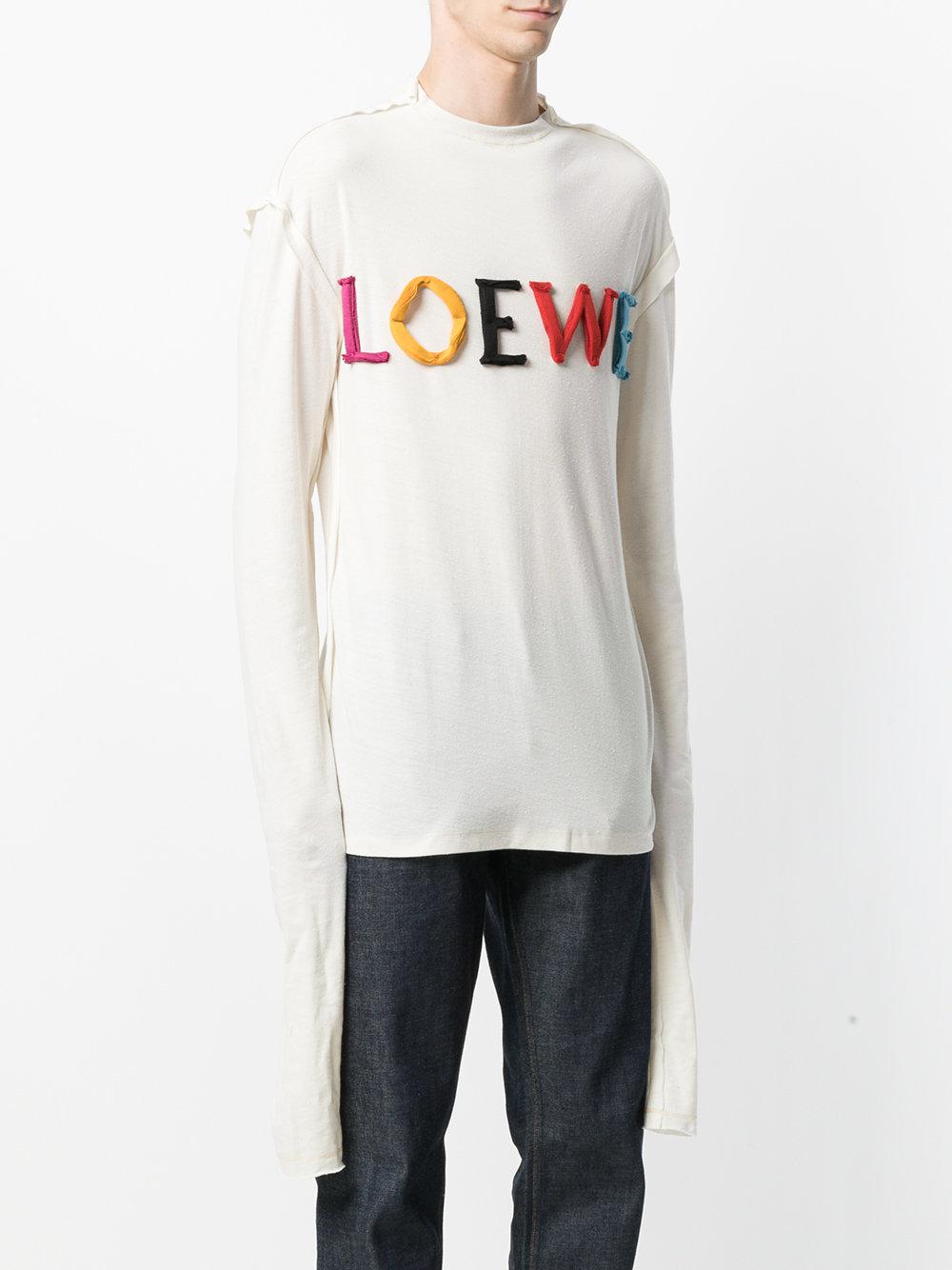 Loewe Cotton Longsleeved Logo T-shirt in White for Men - Lyst
