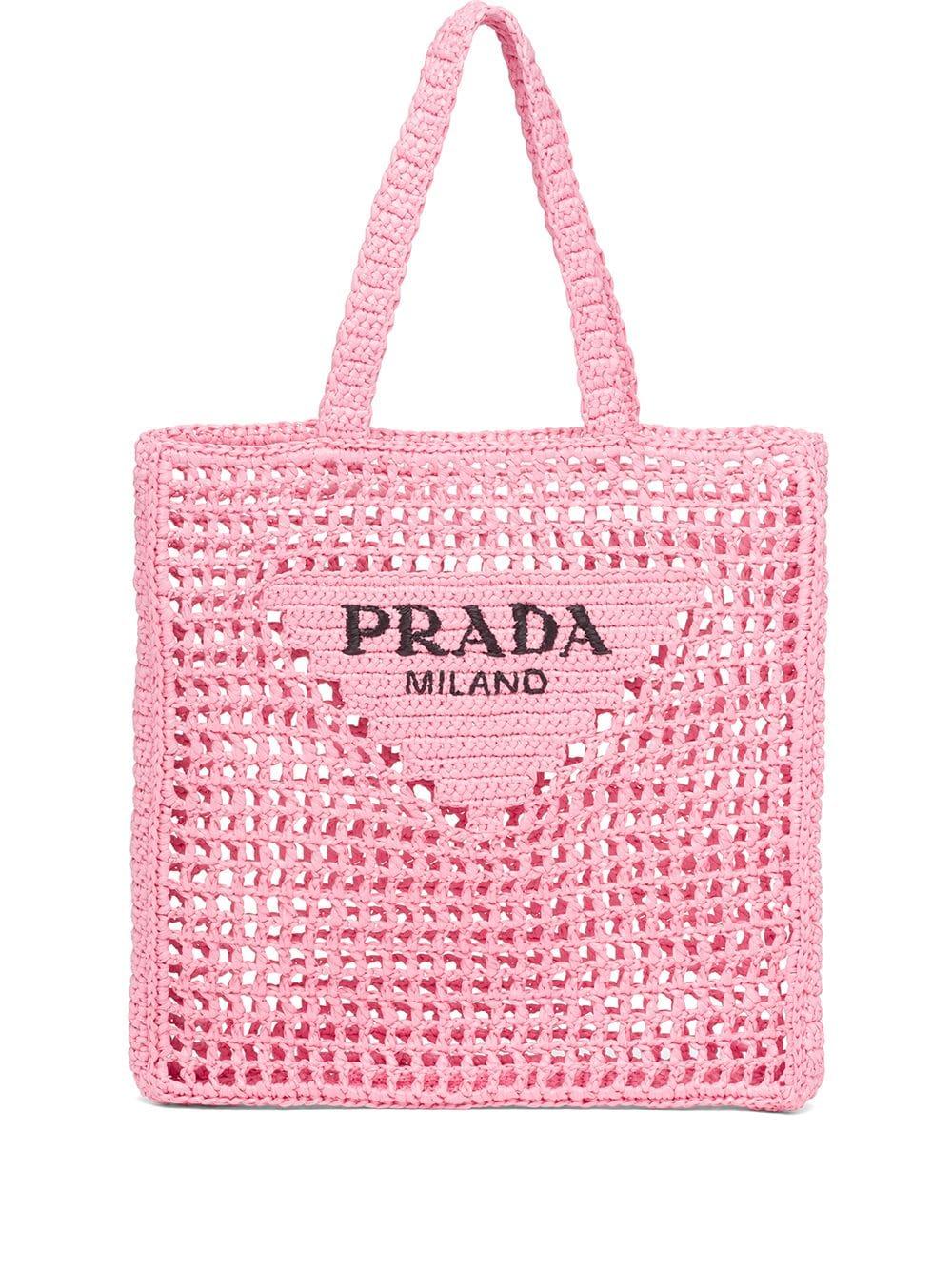 Bolso shopper tejido Prada de color Rosa | Lyst