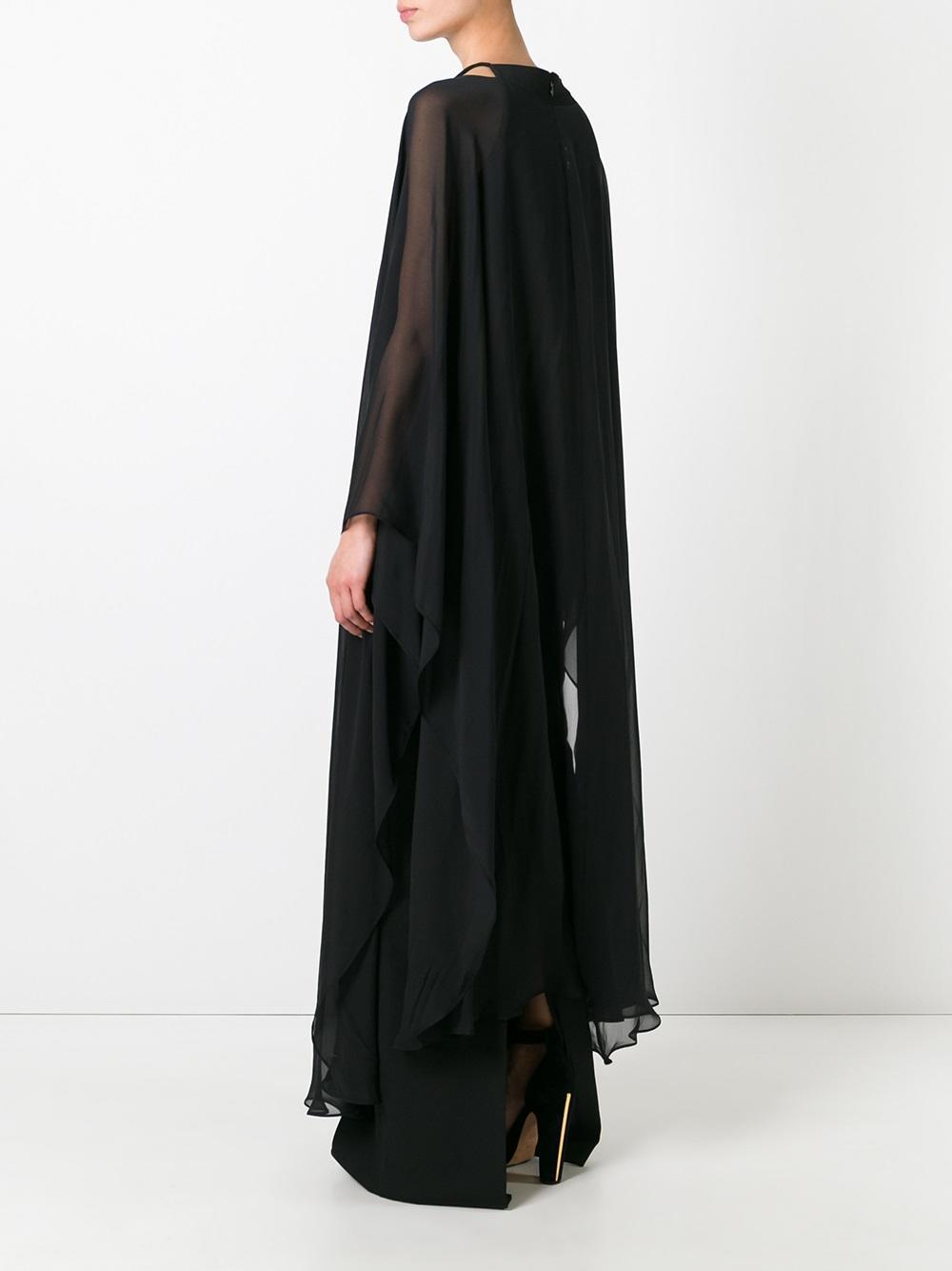Tom Ford Chiffon Cape Dress in Black | Lyst