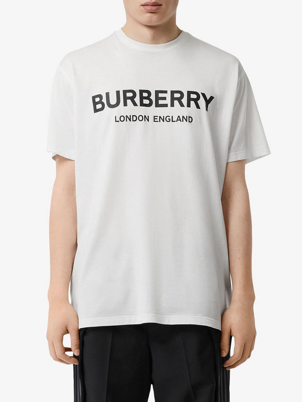 Burberry Cotton Logo Print T-shirt in White for Men - Save 40% - Lyst