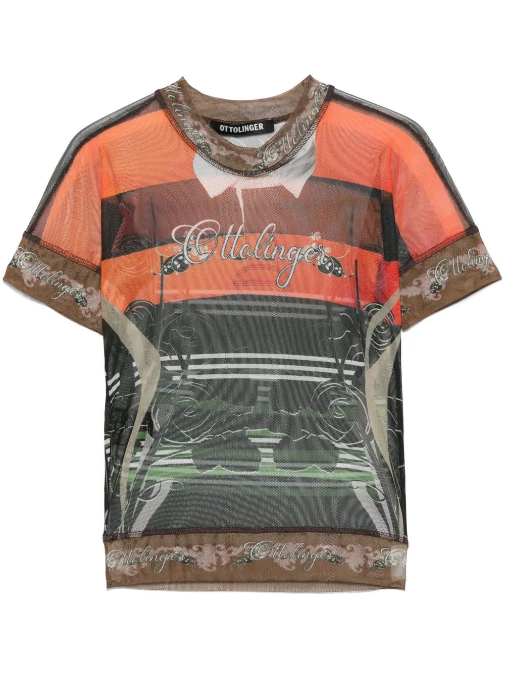 OTTOLINGER Polo-Print Mesh T-Shirt in Orange | Lyst