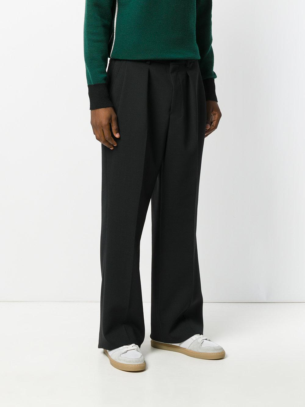 Lyst - Ami Wide Leg Tailored Trousers in Black for Men