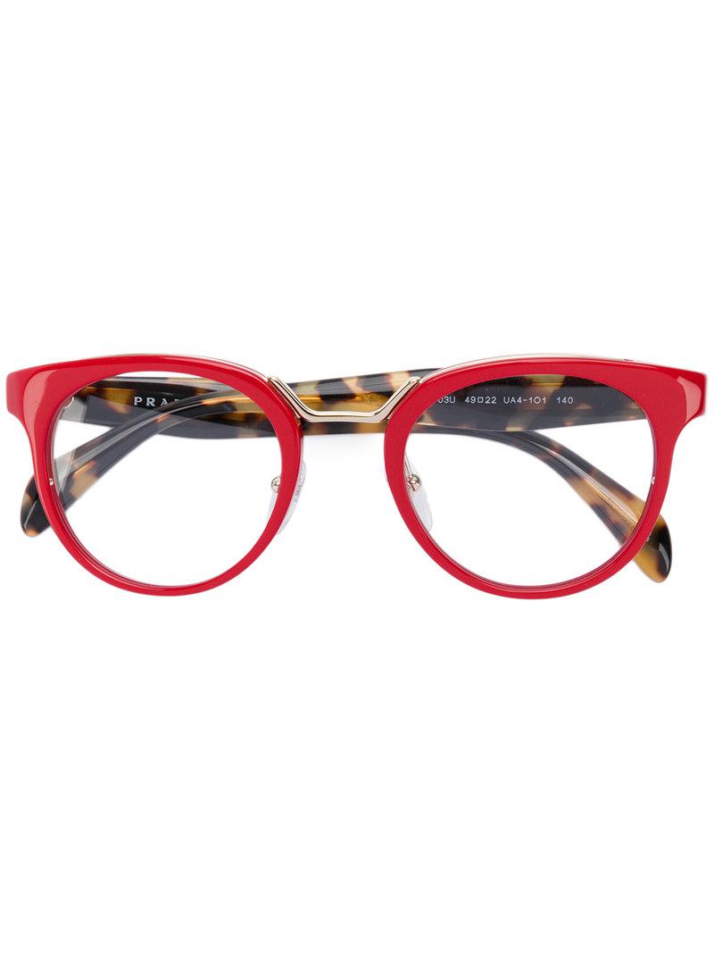 prada red eyeglass frames